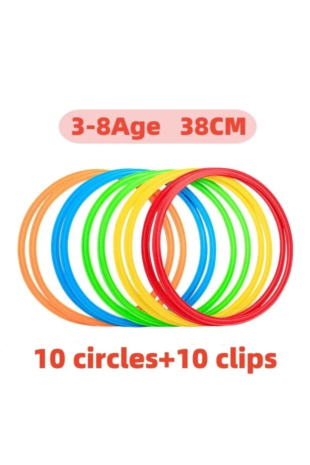 38CM 10PCS Outdoor Kids Funny Physical Training Sport Toys Lattice Jump Ring Set Game with 10 Hoops