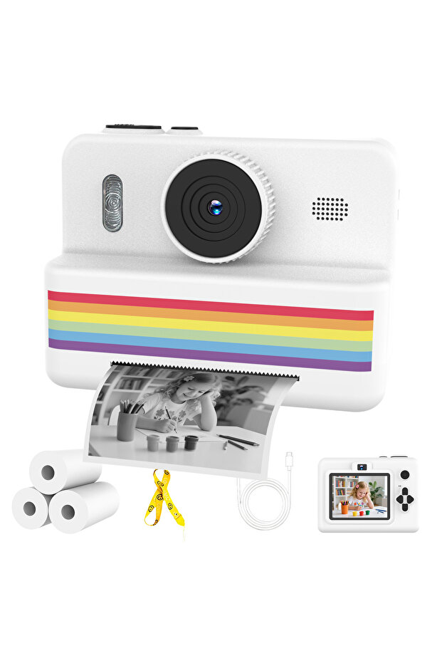 Purple White Kids Digital Camera with Mini Printer 2.8inch HD Video Portable Thermal Instant Photo