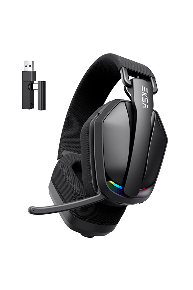 سماعات ألعاب لاسلكية G19BT EKSA بتردد 2.4 جيجاهرتز مع ميكروفون، USB/Type C، خفيفة الوزن وقابلة للطي فوق الأذن بتقنية البلوتوث