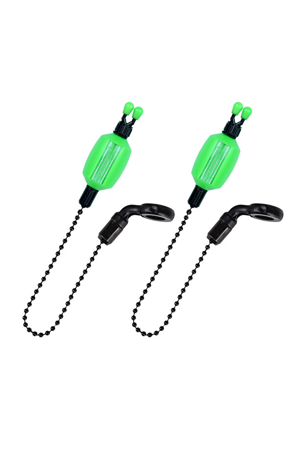 Green B2042 2Pcs Carp Fishing Swinger Bite Indicators 5 Color with Line-Safe Clips Adj