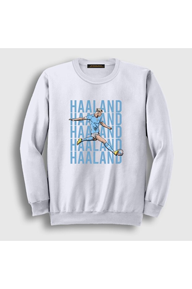 Unisex White Pop Art Erling Haaland Football Sweatshirt 615665Tt