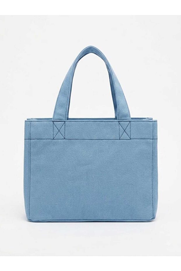Denim Fabric Blue Tote Handbag