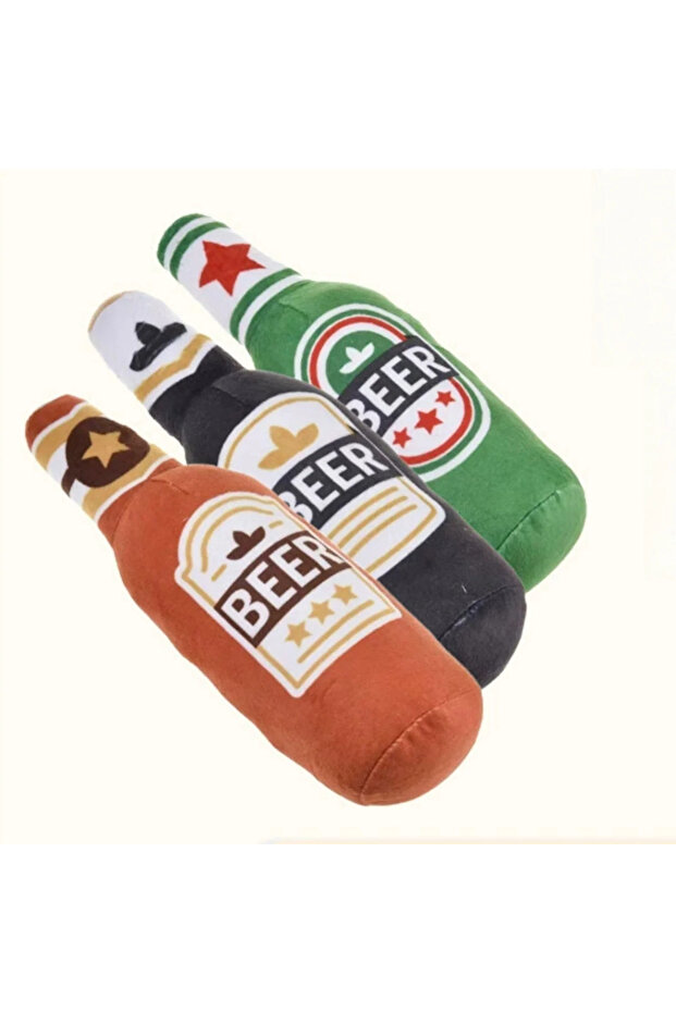 3pcs Squeaking Dog Toy Realistic Beer Bottle Shape Interactive Play Bite Resistant Wear Resistant Ea
