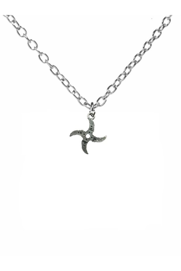 Unisex Necklace with Ninja Star (Shuriken) Figure – 60 cm Metal Chain Jewelry