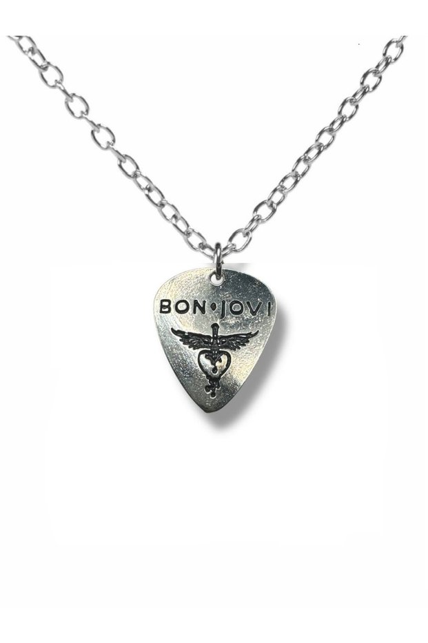 Bon Jovi Rock Band Pen-Shaped Double-Sided Rock Sign Unisex Necklace with Metal Chain