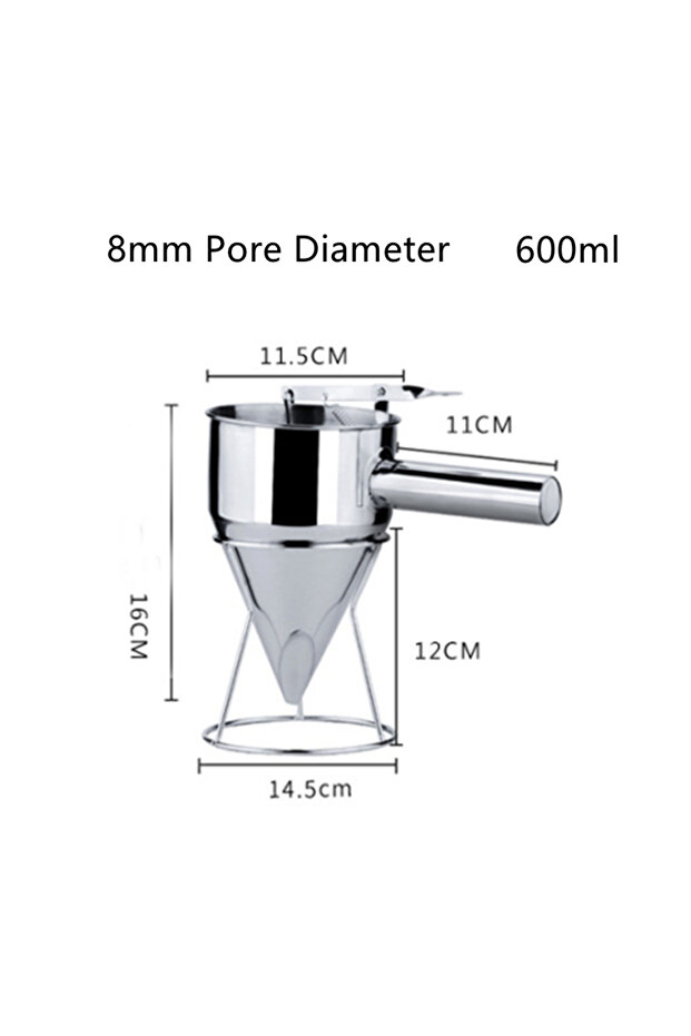 600ML Baking Tools Takoyaki Stainless Steel Funnel Dispenser with Holder Octopus Balls Batter Baker