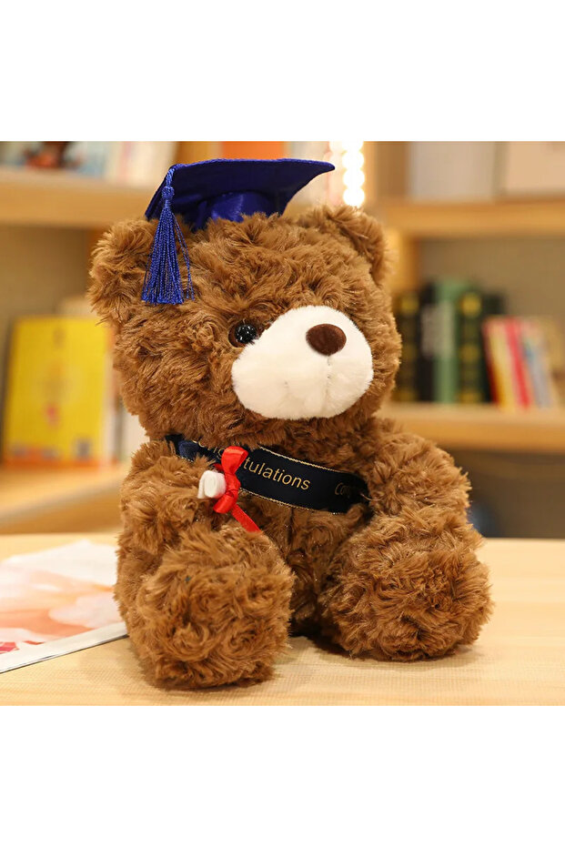 23cm Brown Blue Hat 23cm Cute Doctor Cap Bear Graduation Bear Plush Doll Soft Bachelor Bear Plush To