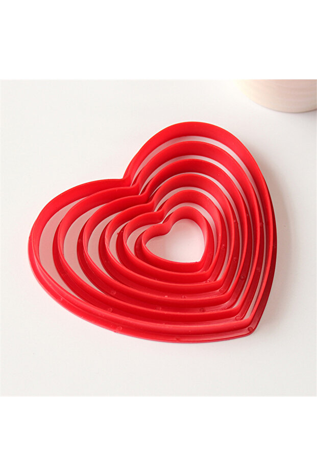 Red Aomily 6pcs/Set Lovely Heart Cookies Cutter 6 Size Sweet Love Cake Pastry DIY Mould Baking Tools