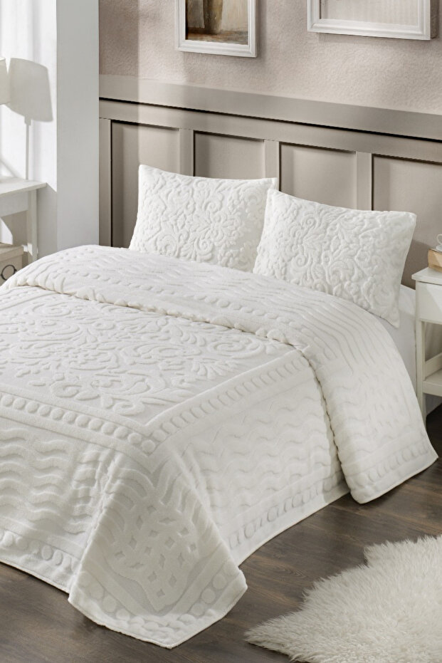 Loselya Series Dowry Bohemian Double Bedspread Set Plush Soft Fabric 220 X 230 cm 1 Bedspread, 50 X 70 cm 2 Pillowcases