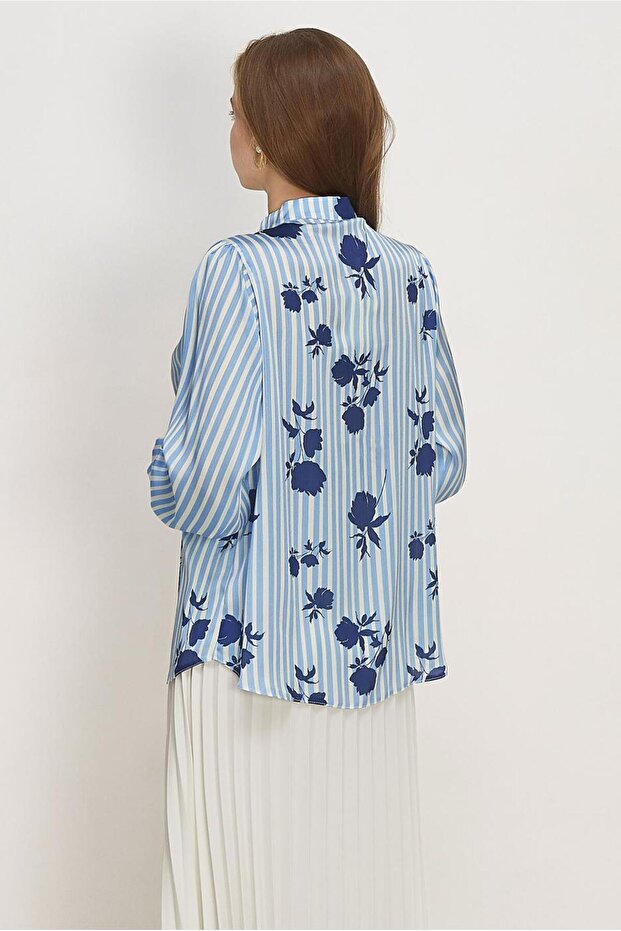 Patterned Satin Blouse 46546 - 4