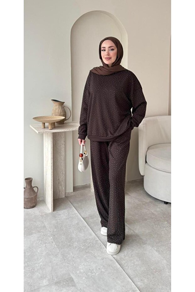 DOUBLE KNIT STONE-EMBELLISHED MODAL SET