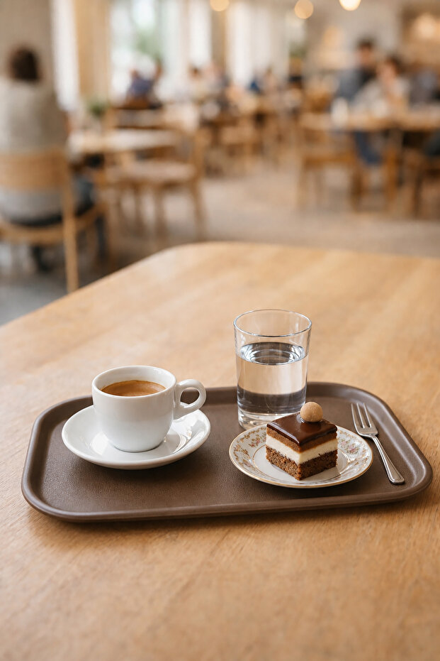 10 Pieces Tray 29 cm Plastic Serving Tray, Presentation Tray Coffee Tray-29 cm X 20 Cm-Brown