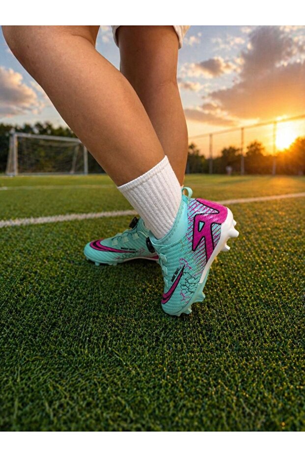 Children's Crampon Smart Lace-Up Carpet Field Shoes Automatic Water Green Gear