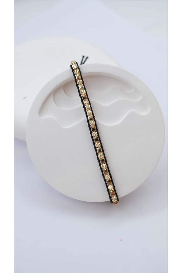 Square Plate and Dorica Knitted Adjustable Bracelet