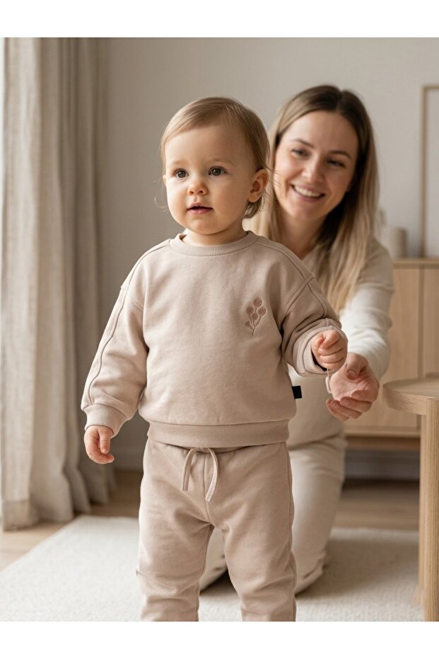 Baby Oversize Top and Bottom Set 100% Cotton Comfortable Daily Children's Tracksuit Set