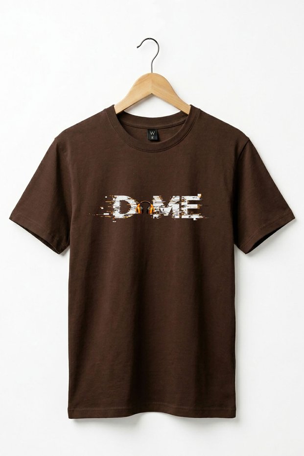 Unisex Dome Headphones Printed Glitch Effect Street Style T-Shirt