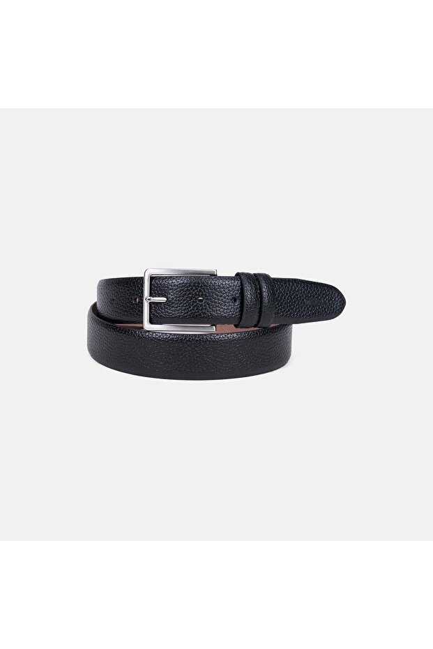 Men's Black Textured Leather Classic Belt