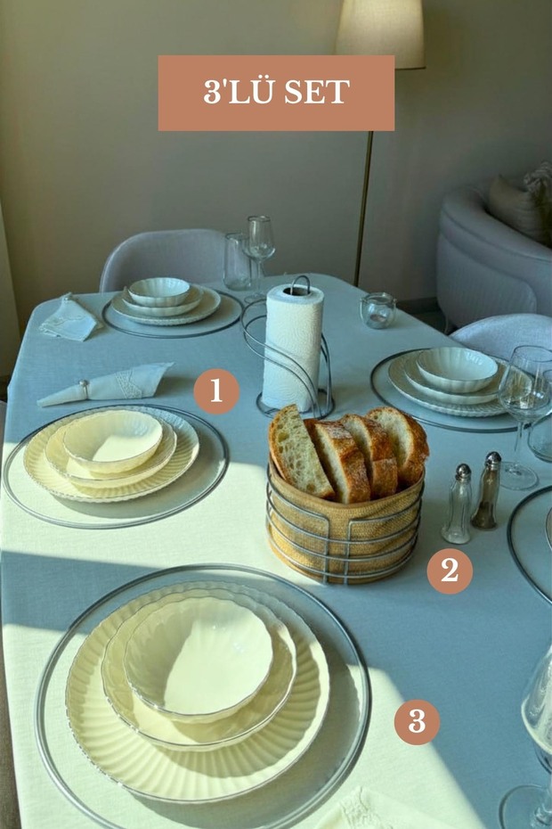 Set of 3 Matte Silver 6-Piece Supla Swan Napkin Holder Round Bread Basket Kitchen Set