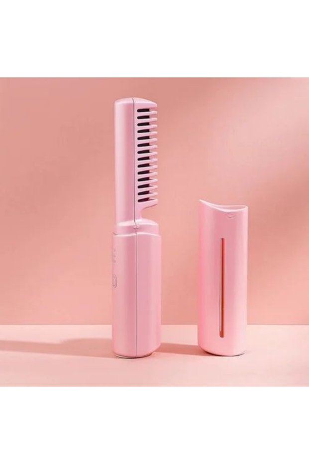 Rechargeable Mini Hair Straightener Brush | 3-in-1 Cordless Hair Styler for Curling, Straightening & Smoothing | Adjustable Temperature | Portable & Travel-Friendly
