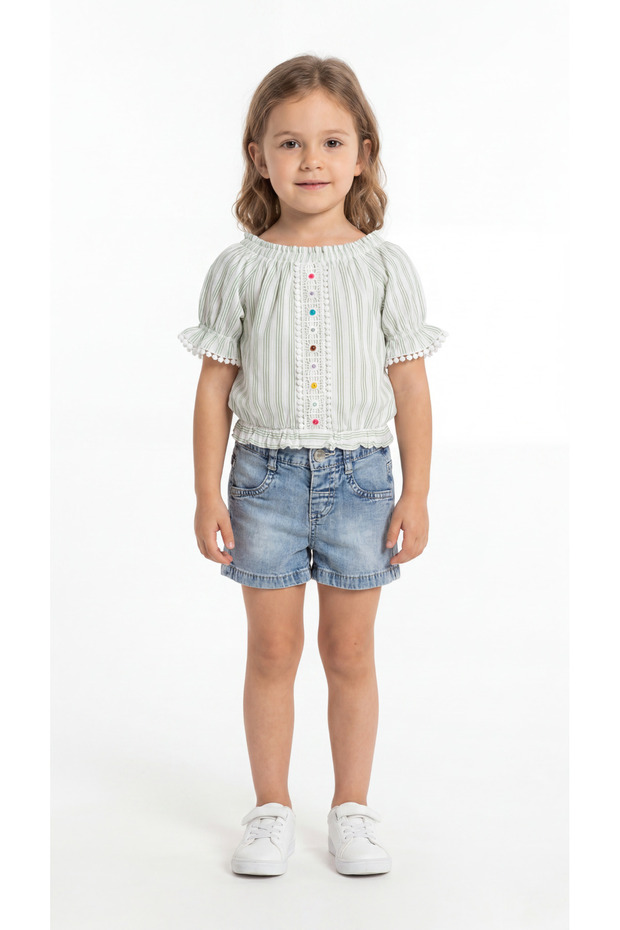 Striped Ruffled Girls' Top and Bottom Set