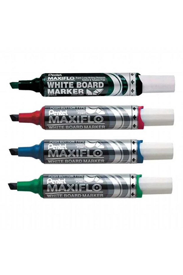 Maxiflo Medium Chisel Tip Liquid Ink Dry Wipe Marker, 8 Pcs