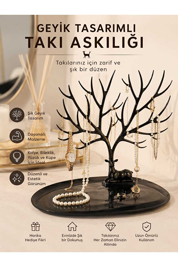 Deer Design Jewelry Hanger Organizer Stand – Necklace Earring Ring Organizer