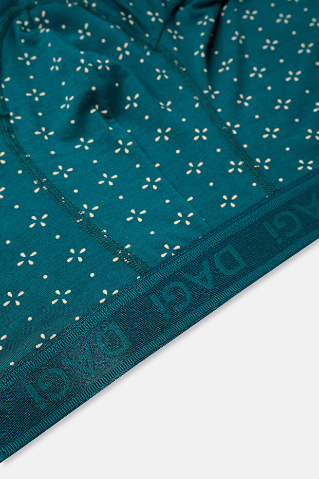 Petrol Green Patterned Micro Modal Boxer - 4