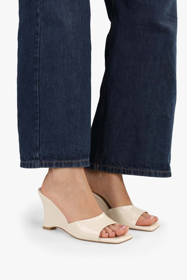 Women's Malibu Ecru Skin Wedge Heeled Slippers