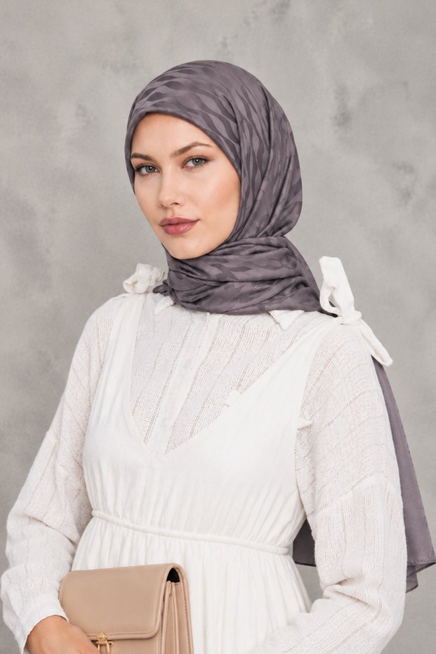 Women's Matte Jacquard Scarf Patterned Scarf Soft Textured Stylish and Elegant Hijab Scarf Model