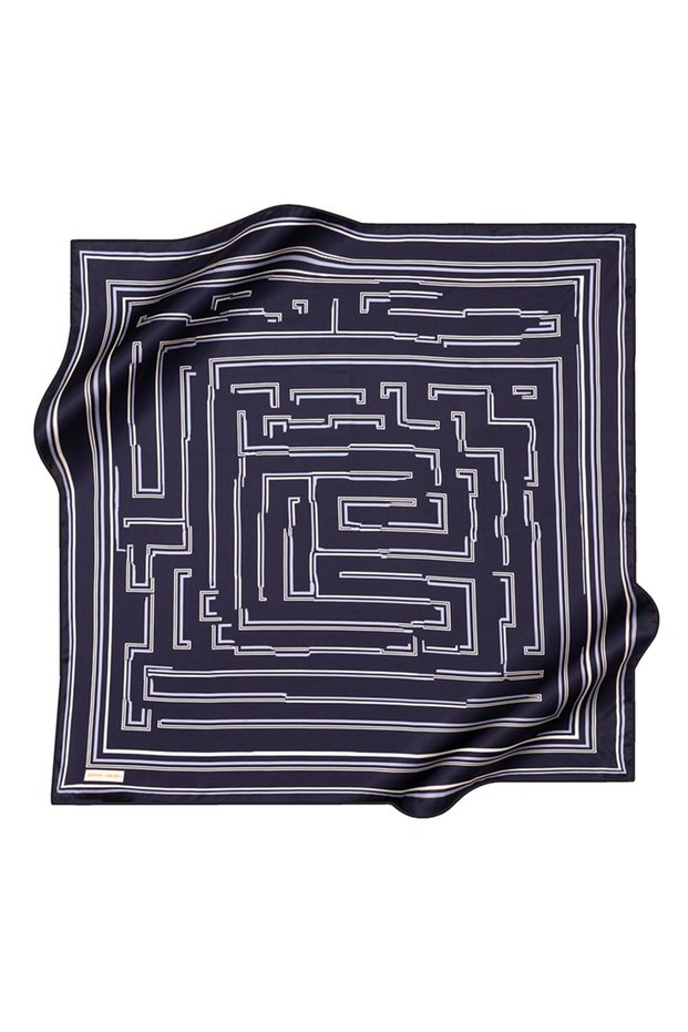 Navy Blue 90X90 Silk Crepe Satin Scarf