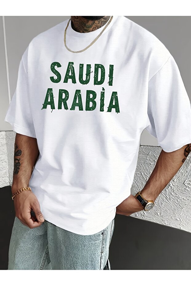 تي شيرت رجالي سعودي بتصميم مطبوع ومُعتّق