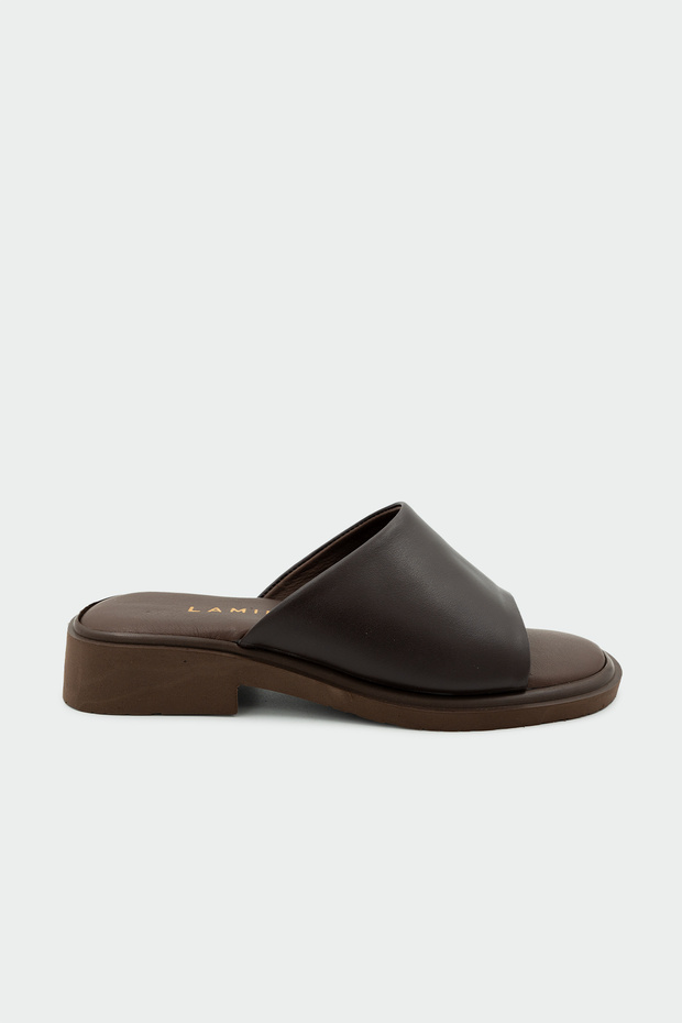 Spiel Genuine Leather Comfortable Sole Women's Bitter Brown Flat Slippers