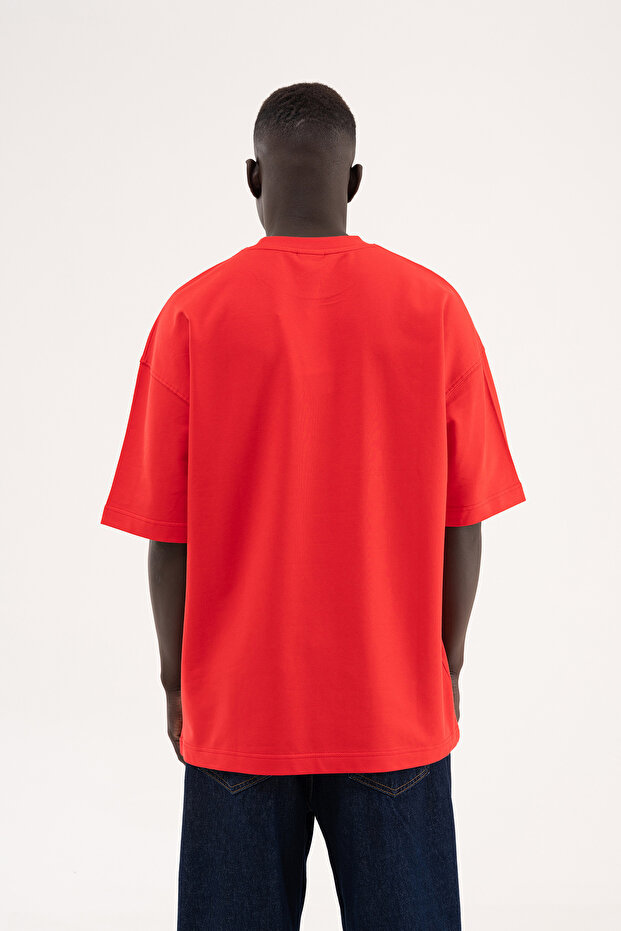 Men's Basic Oversize T-Shirt Red - 6