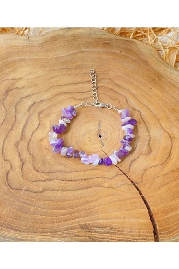Real Natural Stone Handmade Amethyst Stone Adjustable Bracelet