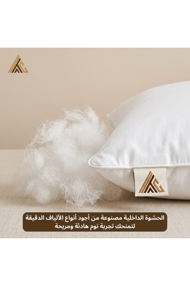 وسادة بيضاء على طراز الفنادق - 60×40 سم - قماش خارجي من الألياف الدقيقة وحشو من الألياف الدقيقة - فائقة النعومة - 2