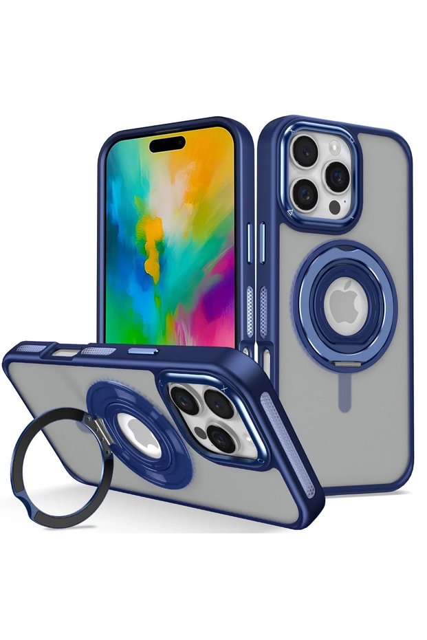 Ilkeshop iPhone 16 Pro Max Banza Magsafe Stand Cover (101444) - Navy Blue