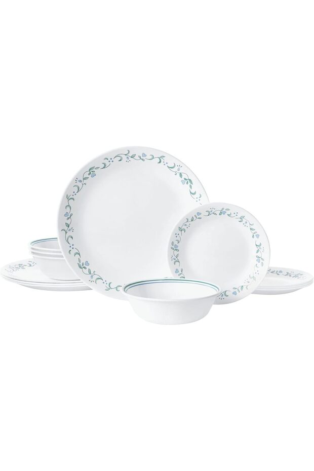 Dinnerware Set,White,12-Piece, 1141877