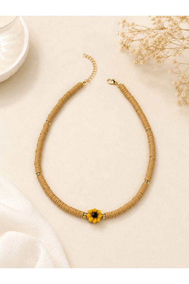 Archhazel Jewelry Fimo Bead Choker Necklace with Flower Detail – Bohemian Summer Necklace