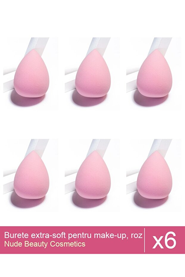 Set 6x Burete extra-soft pentru make-up, roz pudrat - 1