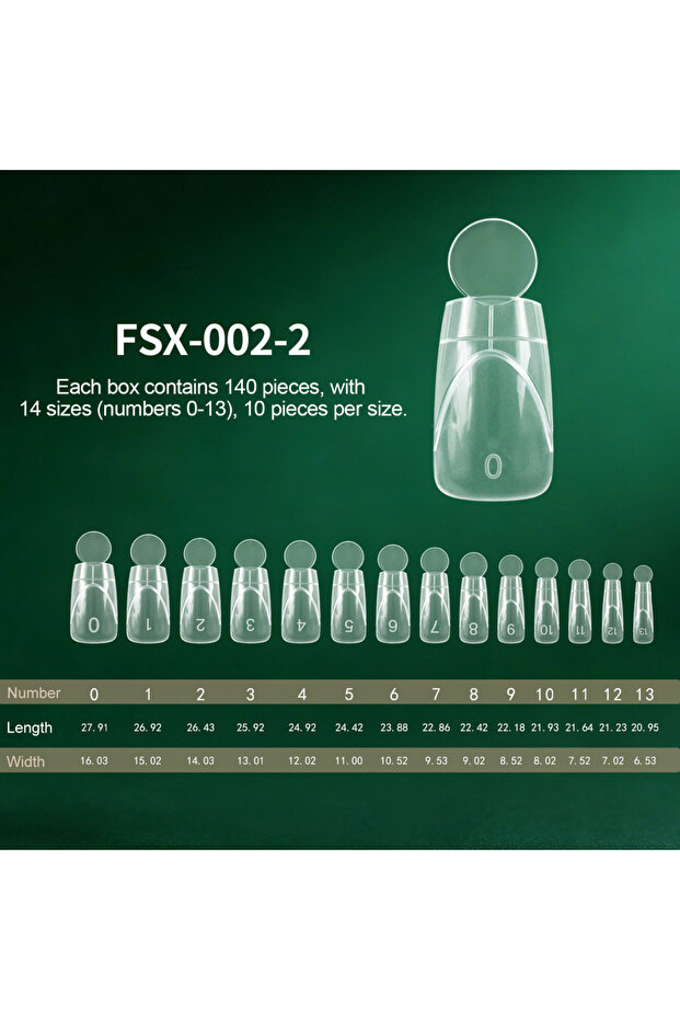 FSX-002-2 Nailpop French Line Dual Forms Nail Tips 14 Sizes Square Coffin Almond Oval Nail Extension