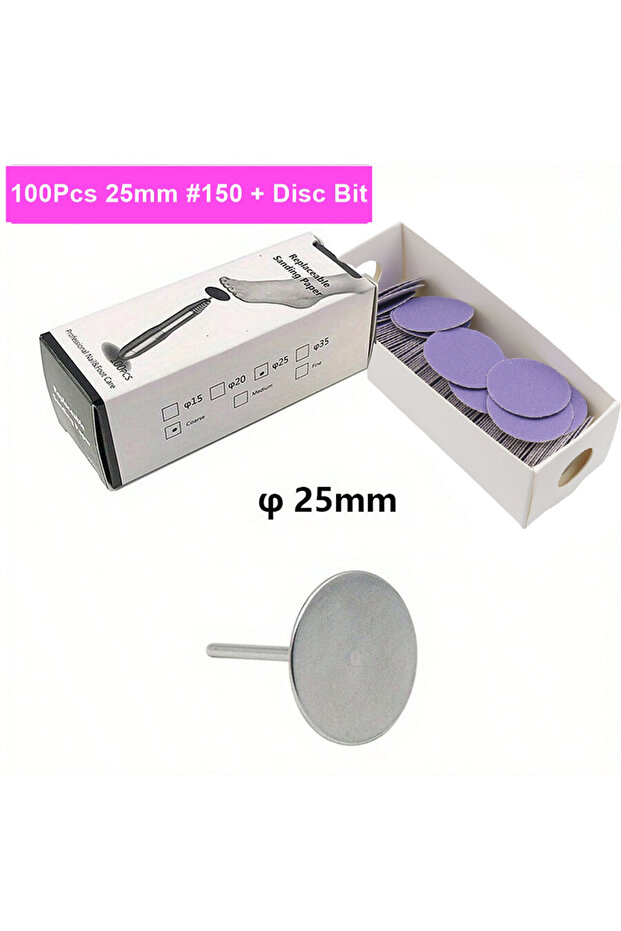 Medium 100pcs/Box Colorful 25mm Sanding paper with Metal shaft Foot File Callus Remover Replacement