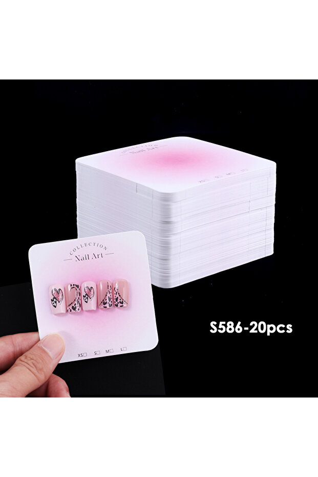 S586-20pcs 20/30pcs Gradient Blush Design Nail Display Cards Valentine Style Sweet Pink Packing Stor