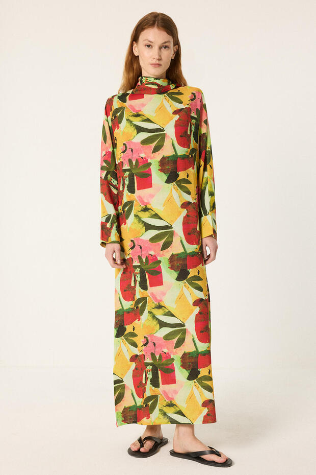 PATTERNED LINEN DRESS