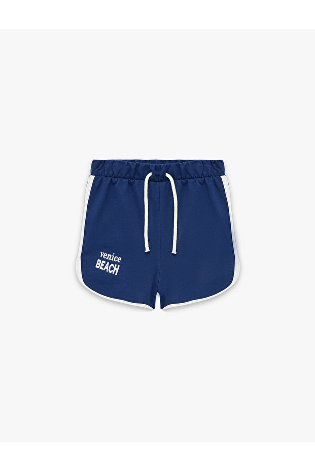 Relaxed Fit Cotton Shorts with Print Detail and Elastic Waist