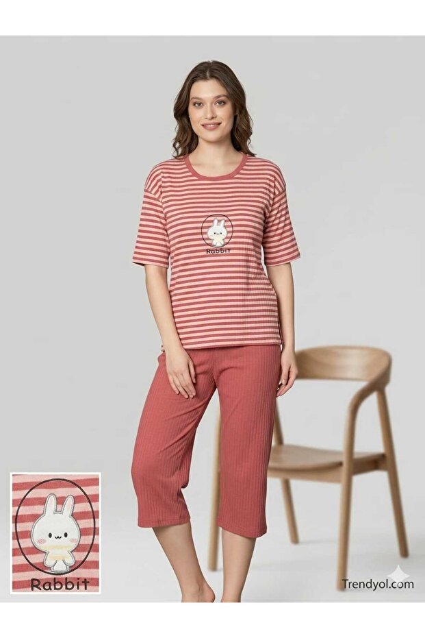 Mariynmood Homewear Capri Length Short Sleeve Pajama Set