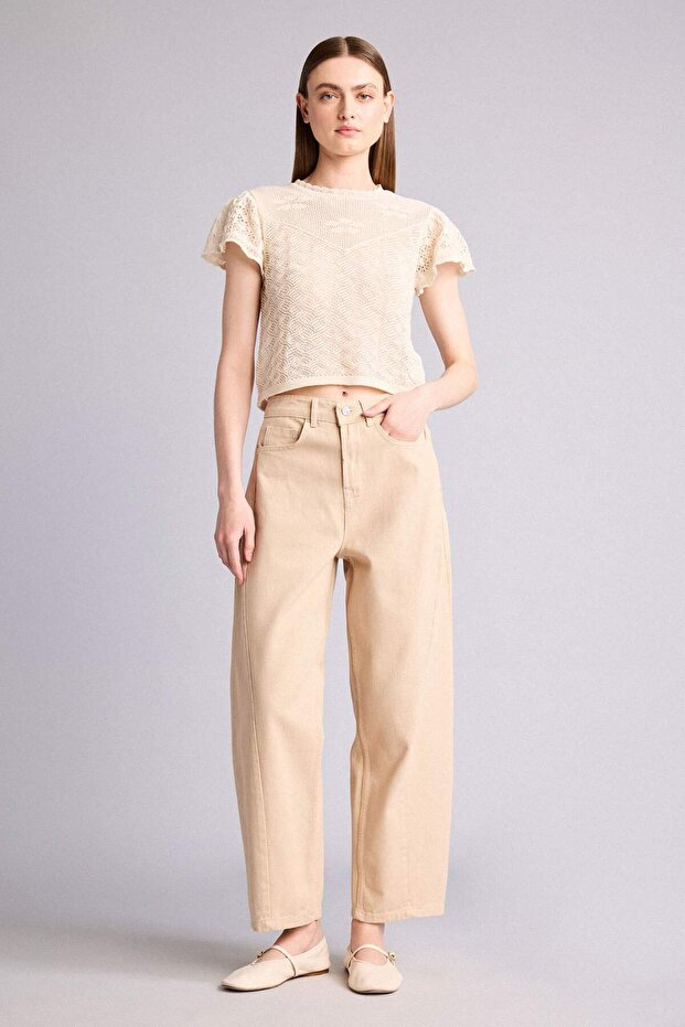 100% Cotton Wide Leg High Waist Pants H8804Ax26Sp