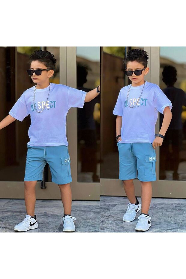 Boy's Respect Printed T-Shirt and Pocket Shorts Set - Ages 5/14 - 31735