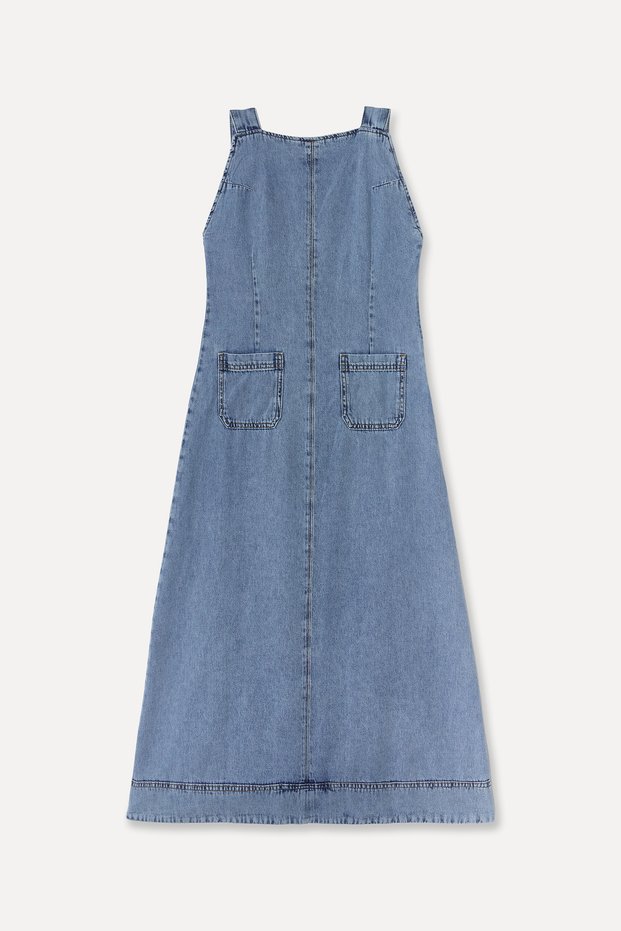 Women's Indigo Straight Cut Solopet Jean Midi Dress