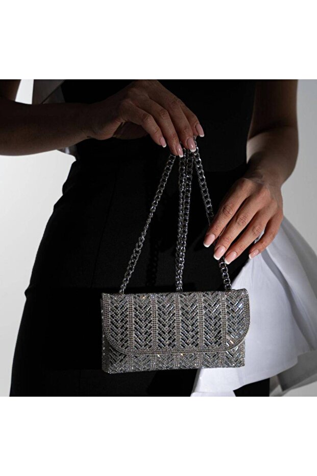 Silver evening bag