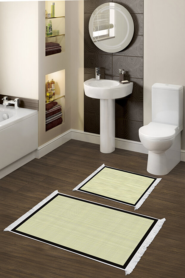 Non-Slip Base Djt Toilet Set Trendy Fringed Woven Pattern E5007